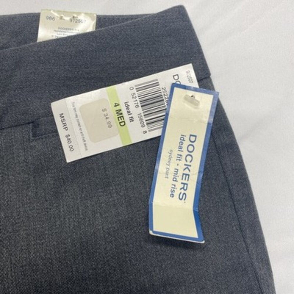 NWT Dockers Sydney Pant Ideal Fit Mid Rise Charcoal Grey Size 4 MED! Brand New - Picture 2 of 6